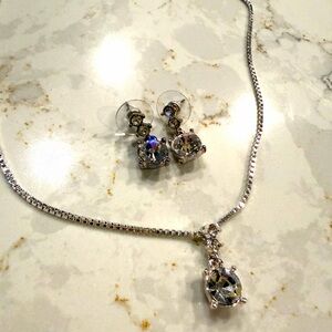 Silver Pendant Necklace and Earring Set